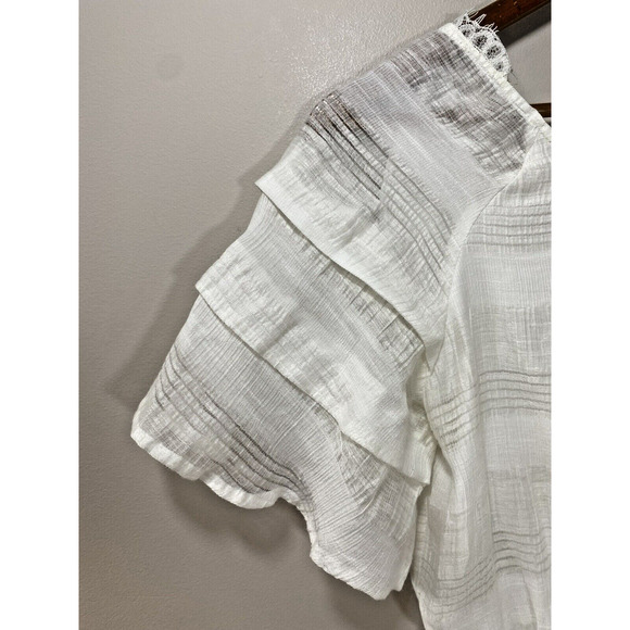 J.O.A. White Short Sleeve Romper Lace Ruffles Boho Size XSMALL - Picture 5 of 12